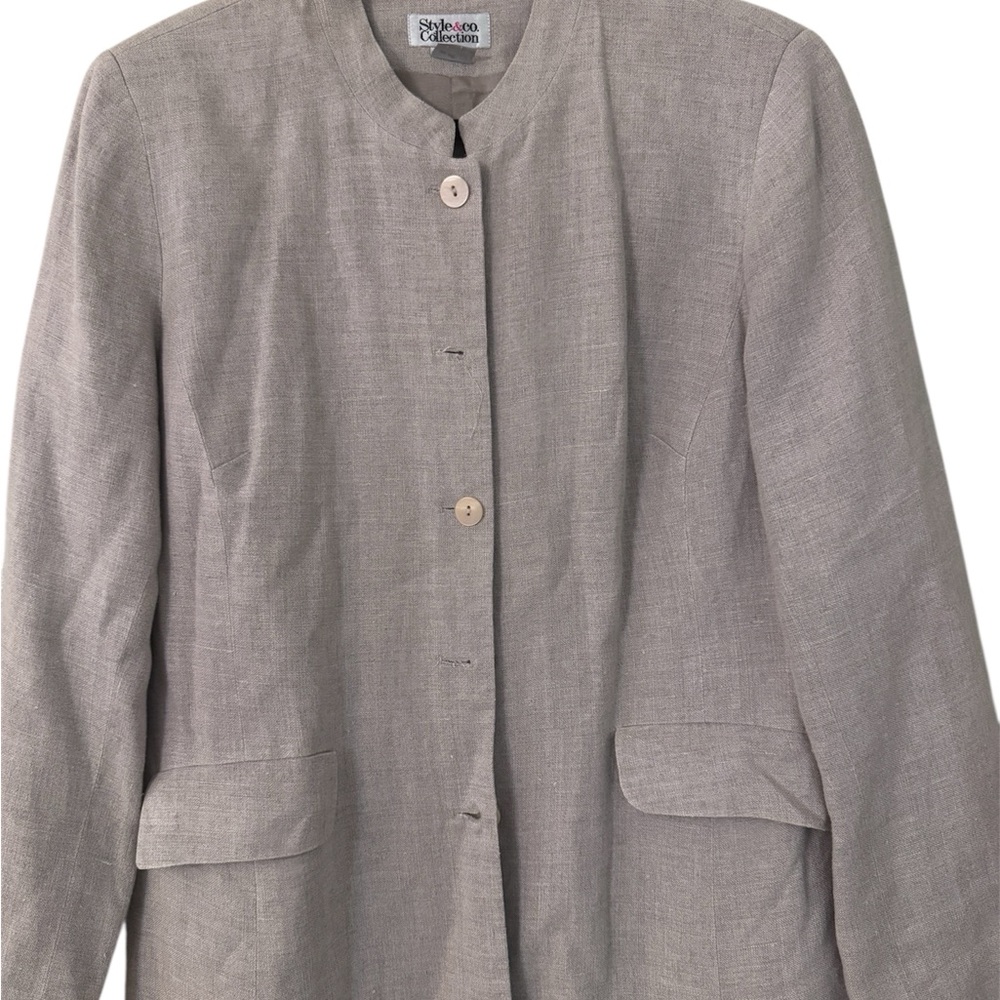 Style &co beige Women's Gray Jacket size 14 used - Picture 2 of 6